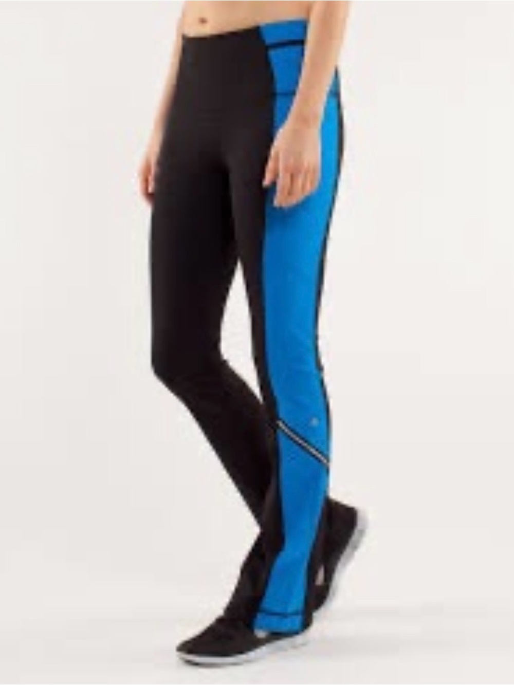 Lululemon Run Ice Queen Pants Women 12 Beaming Blue Black Reflective Luxtreme